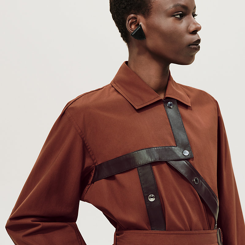 Manteau asymétrique mix cuir
