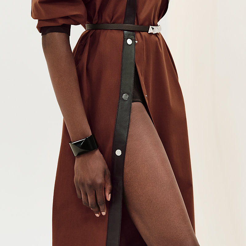 Manteau asymétrique mix cuir
