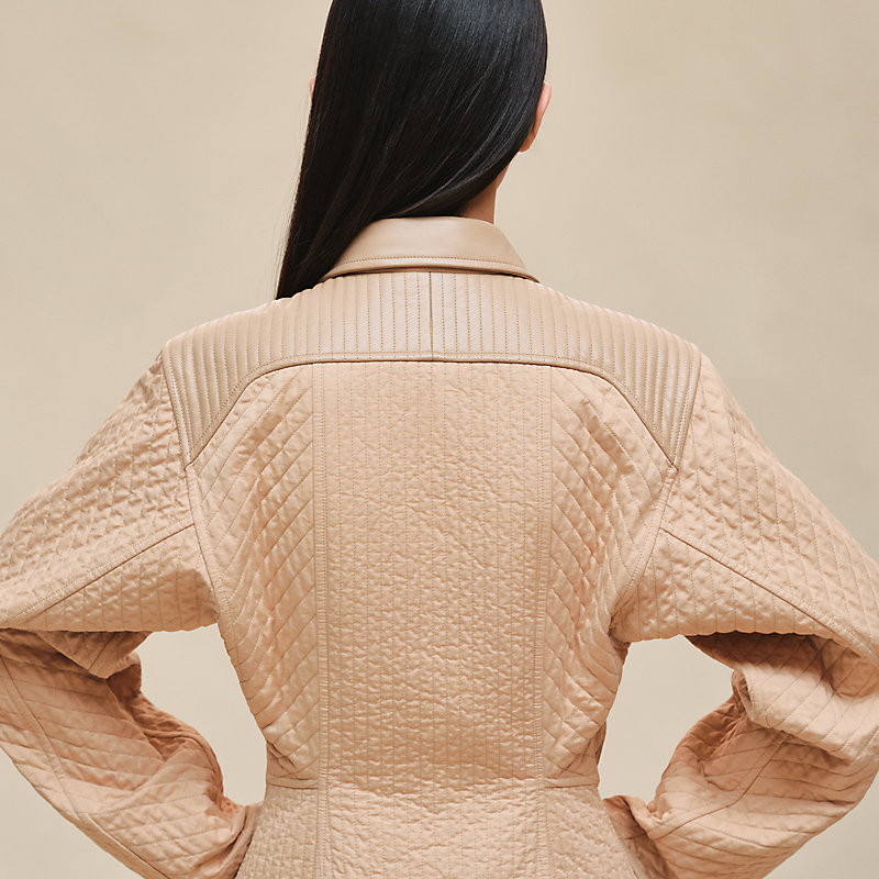 Manteau court détail cuir