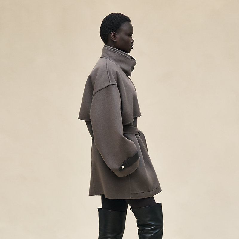 Manteau court mix cuir