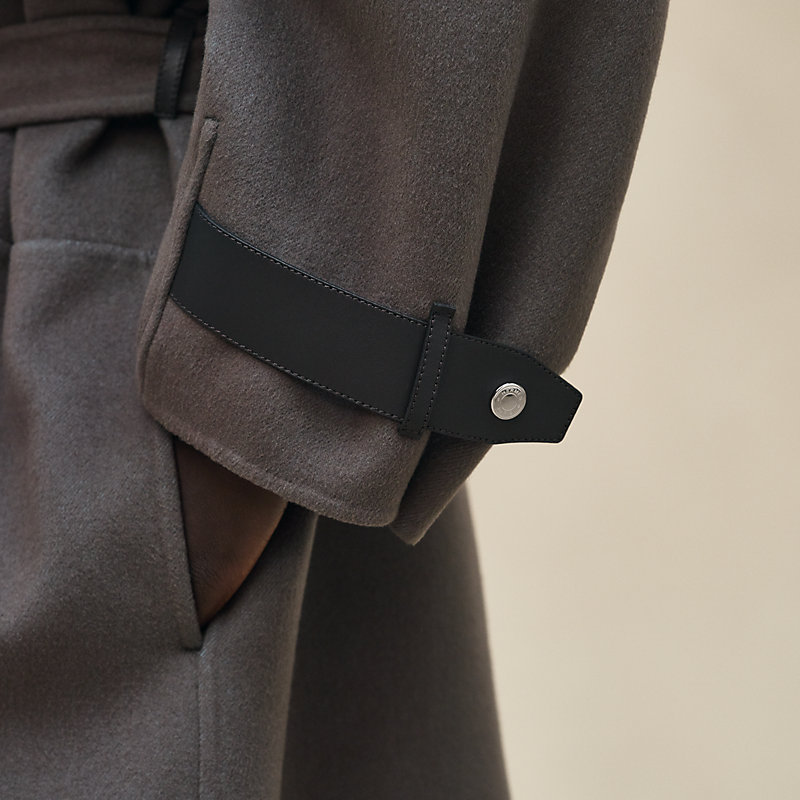 Manteau court mix cuir