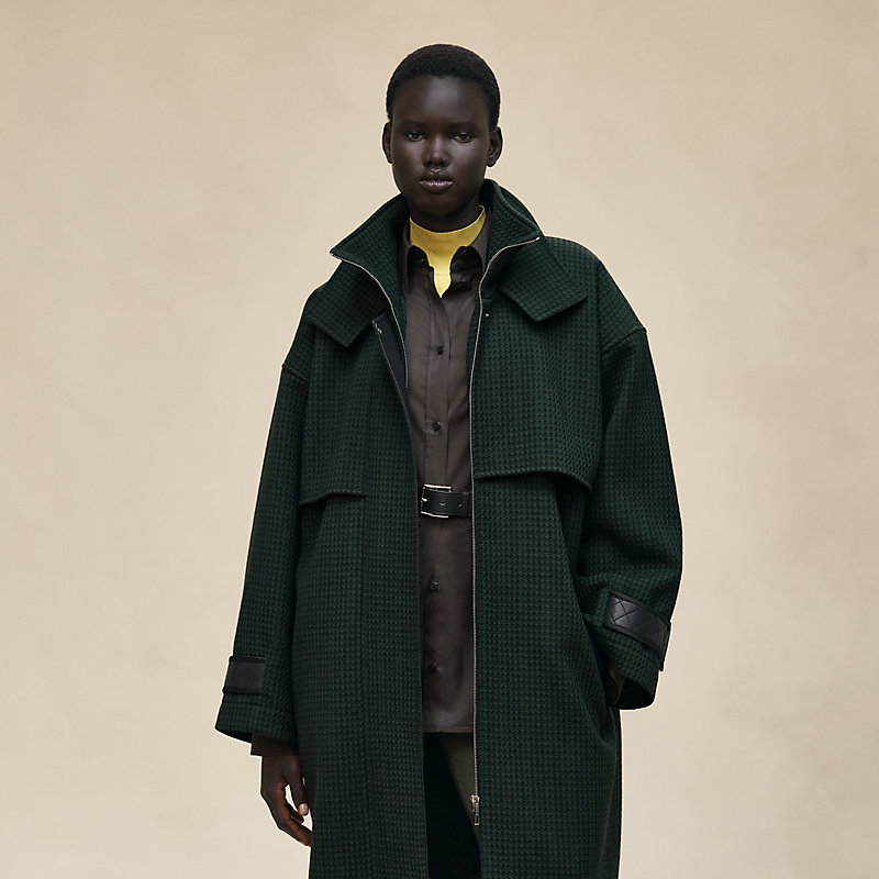 Manteau long mix cuir, Vue: , vue 5 sur 8
