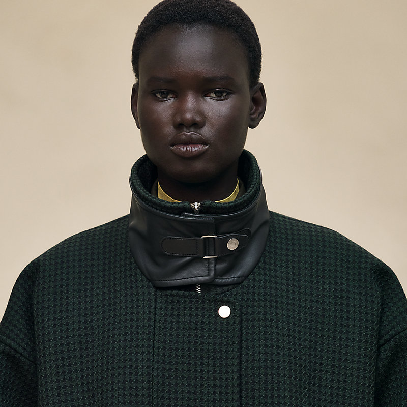 Manteau long mix cuir, Vue: , vue 6 sur 8