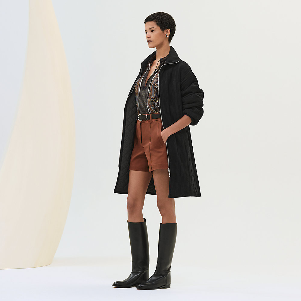 Manteau zipp?� matelass?� motif ?� H ?� - Noir | Herm?�s Belgique