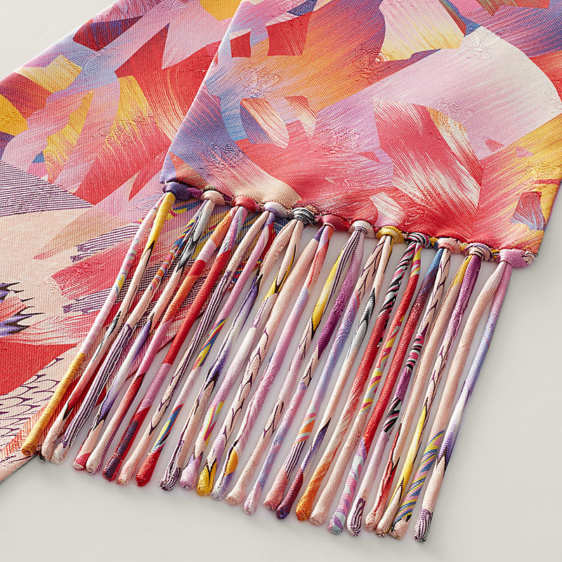 Marble Silk fringed scarf