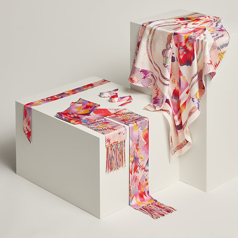 Marble Silk fringed scarf