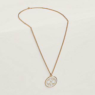 HERMES エルメス ネックレス Medaille Bijou Deux Cors 黒 HERMES ネックレス Medaille Quadrige PM 982311F(506866821