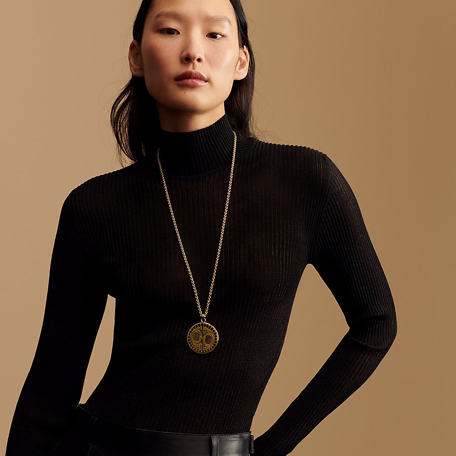 HERMES 上品 ネックレス 洗練メダイユ Medaille Bijou Deux Cors Medaille Bijou Deux Cors necklace, large model | Hermès Belgium