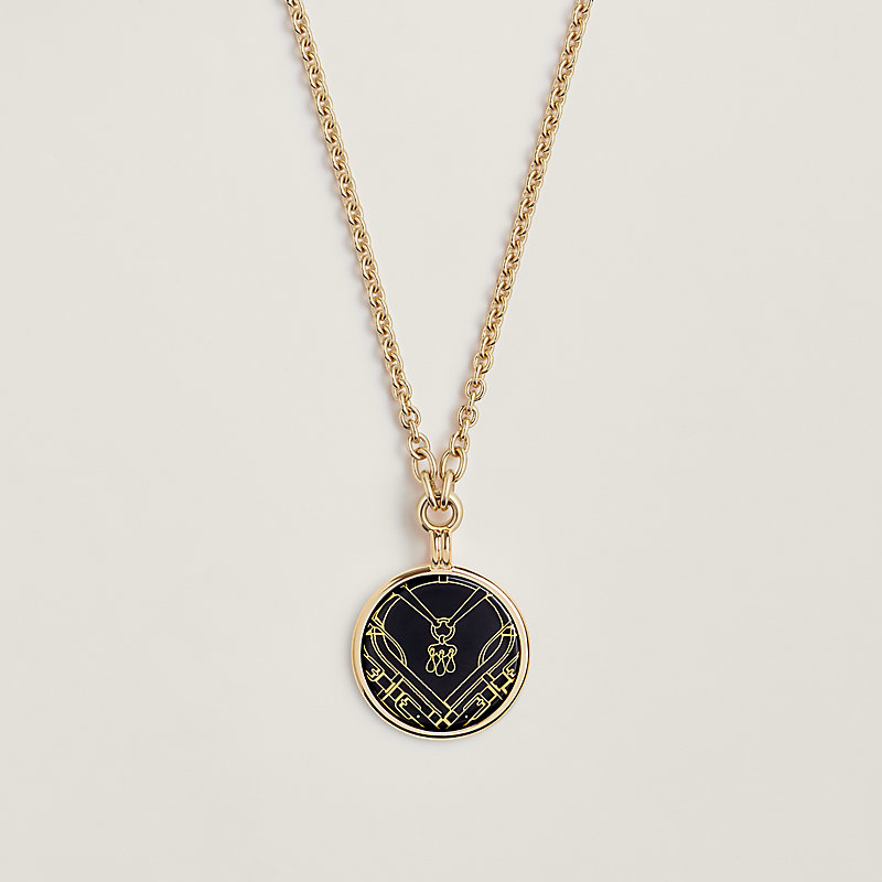 Medaille Mors a Jouets necklace - Black | Hermès Canada