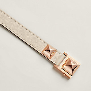 HERMÈS ホワイトレザーベルト ゴールドバックル HERMES - エルメス コンスタンス Hバックル リバーシブル ロゴ ベルト