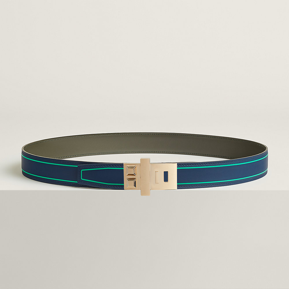 Medor belt buckle & Contrast reversible leather strap 32 mm
