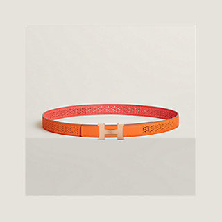 HERMES Canvas Strap Gold Buckle Yellow/Red