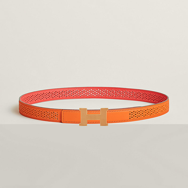 Orange Ostrich Belt Strap
