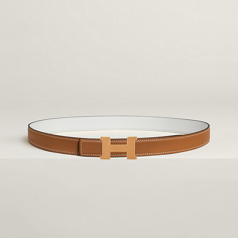 Mini Constance Guillochee belt buckle & Reversible leather strap 24 mm