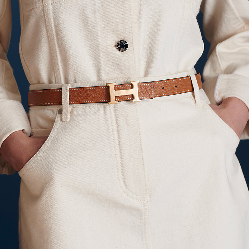 Mini H belt buckle & Leather strap 24 mm