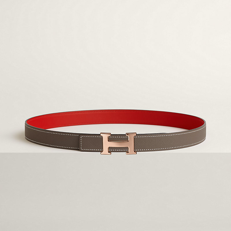 Mini H belt buckle & Reversible leather strap 24 mm