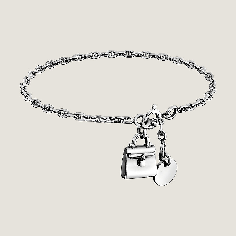 Hermès Mini Birkin Amulette Bracelet - Sterling Silver Charm, Bracelets -  HER159068