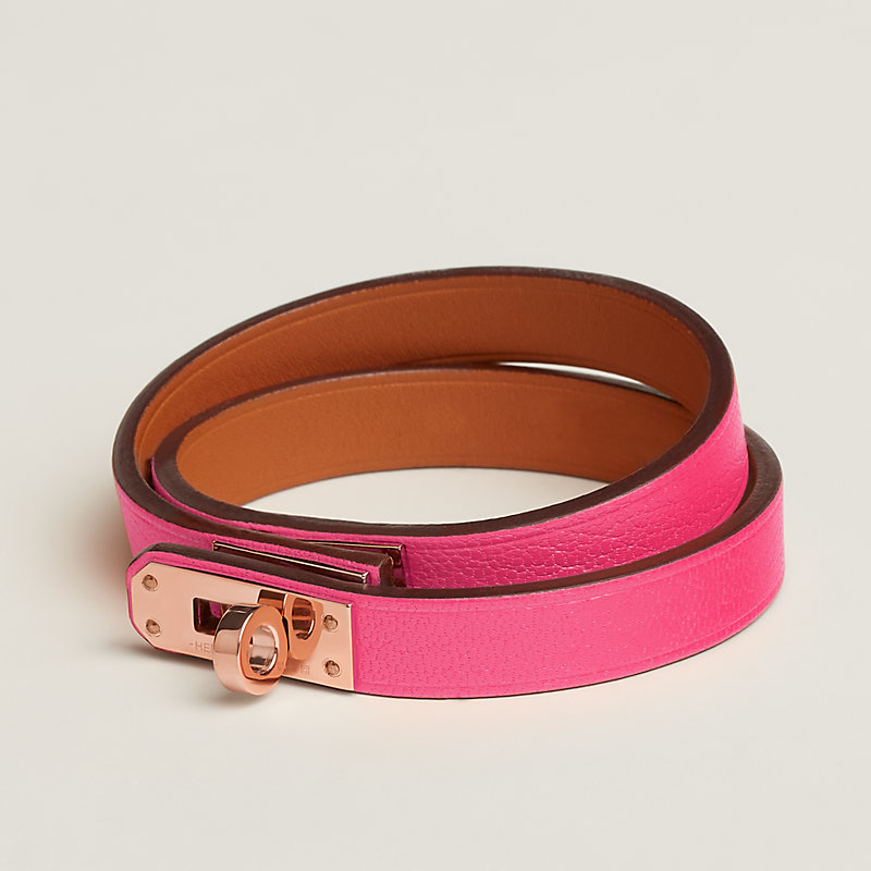 Hermès Rose Pourpre Swift Kelly Double Tour Bracelet