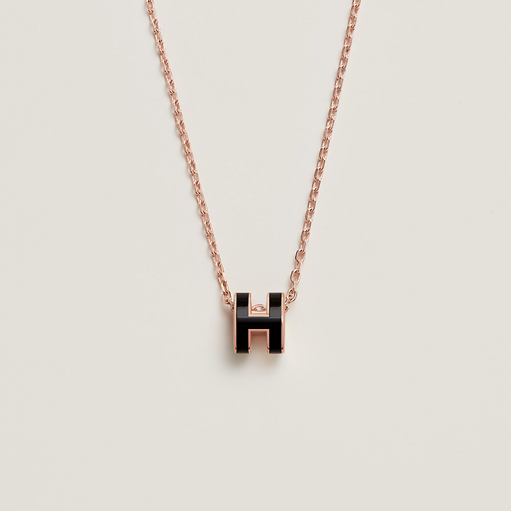 Hermes Mini Pop H Black Pendant Necklace Rose Gold – CDM@E-Shop