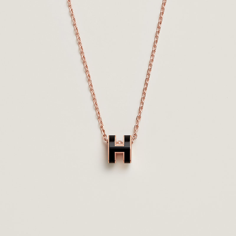 Hermès h store necklace rose gold