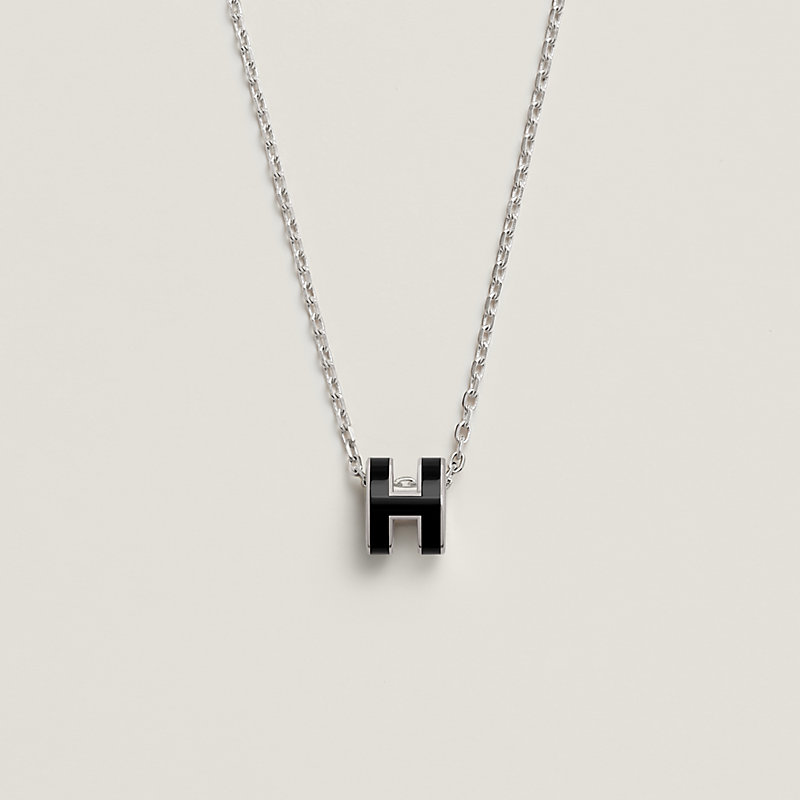 Hermes Pop H Necklace. White/Silver - Lilac Blue London