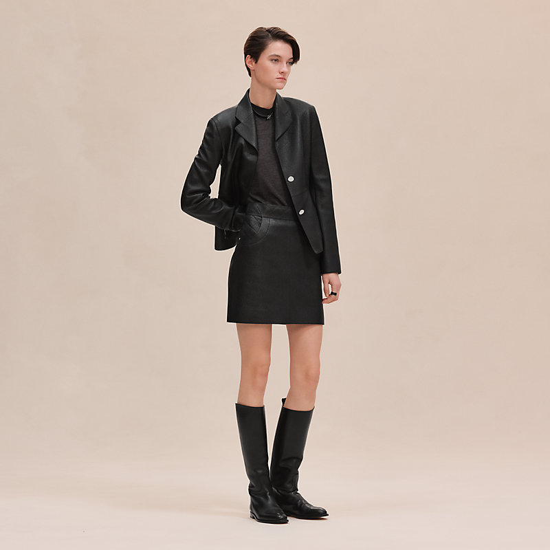 Miniskirt with quilted detail - Black | Hermès USA
