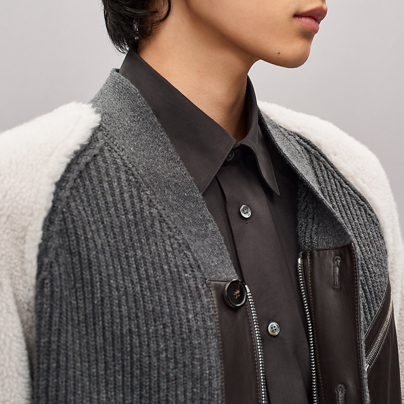 "Mix maille et shearling" zipped jacket