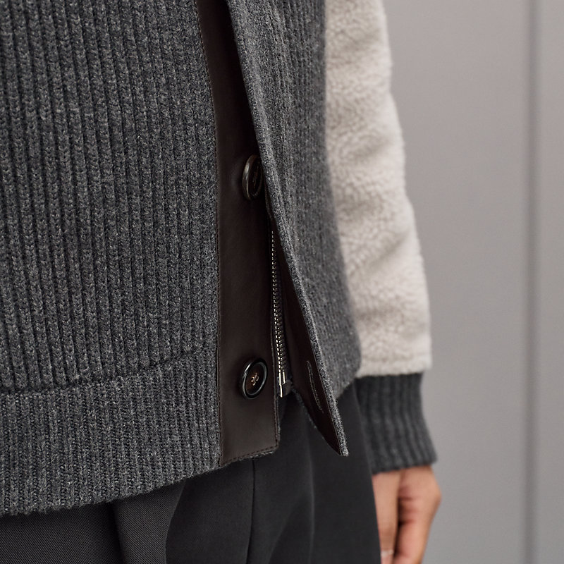 "Mix maille et shearling" zipped jacket