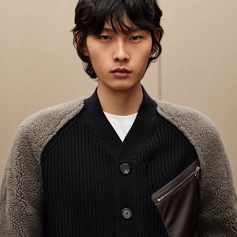 “Mix maille et shearling” 지퍼 재킷