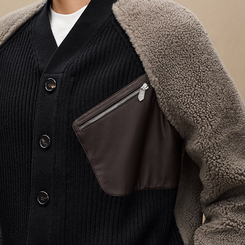 “Mix maille et shearling” 지퍼 재킷