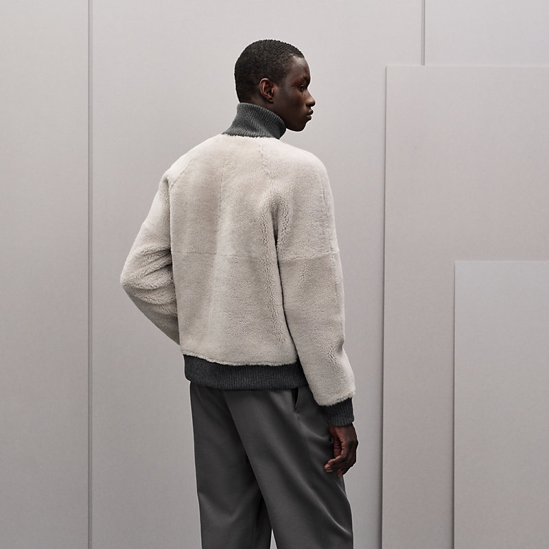 "Mix maille et shearling"風琴領套頭衫