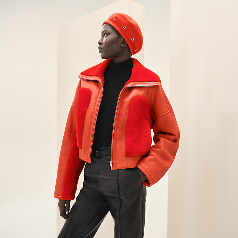 Mixed knit bomber jacket | Hermès Canada