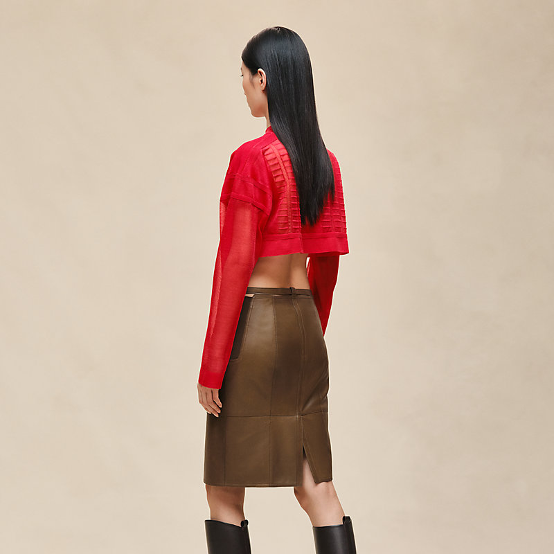Mixed knit pencil skirt