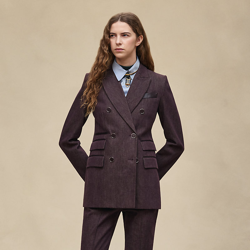 Mixed leather suit jacket, View: , view 3 of 7