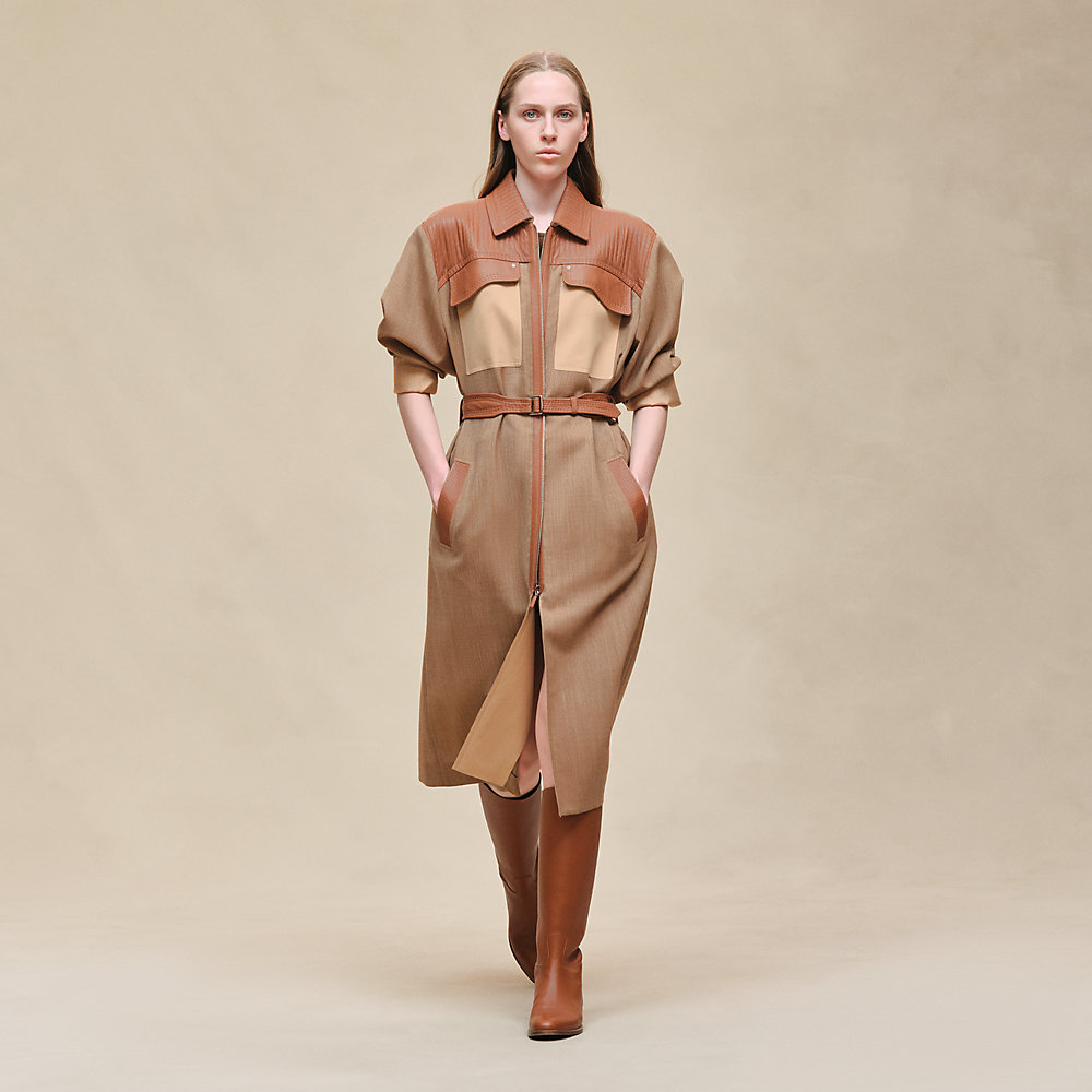 ジャケット・アウター HERMES leather strap trench coat brown Mixed leather Trench coat | Hermès UAE