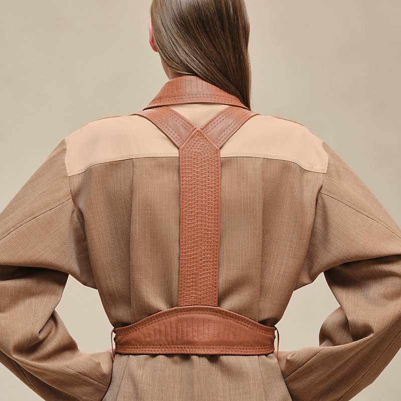 ジャケット・アウター HERMES leather strap trench coat brown 渋谷並木橋店】HERMES エルメス トレンチコート セリエボタン ベルト付