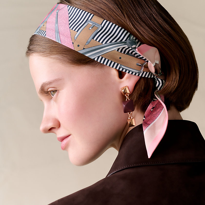 Authentic Hermes Hermes Twilly Headband Hermes Cream Brown Printed - Main Image