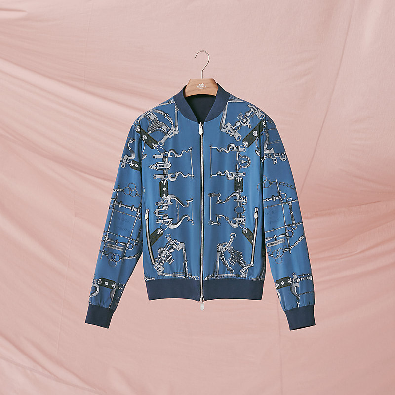 ジャケット・アウター HERMES Reversible rib trim jacket 46 quincaillerie-equestre-