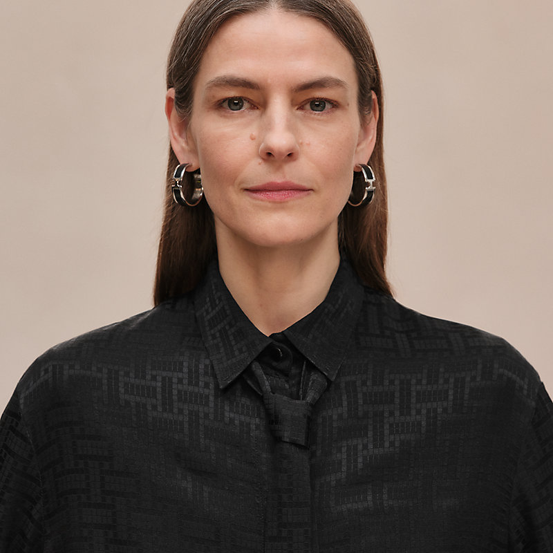 "Mosaique" ascot collar shirt
