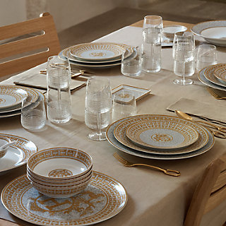 Mosaique au 24 gold oval platter, small model | Hermès USA