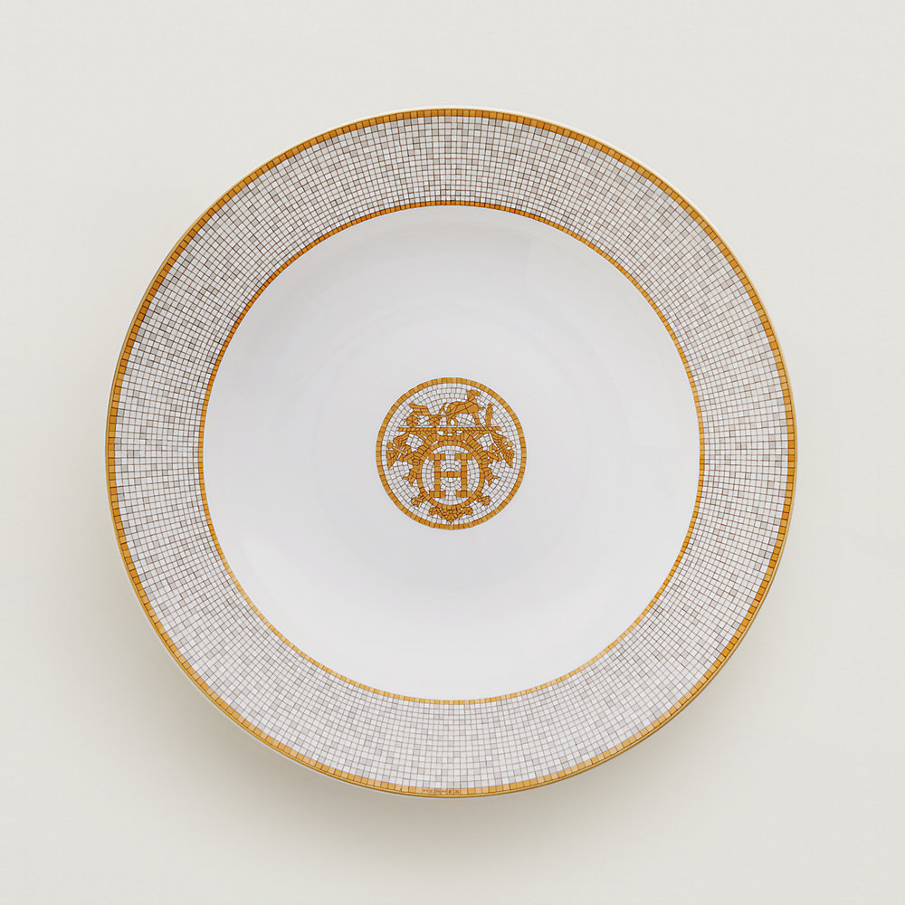 Mosaique au 24 gold round deep platter | Hermès USA