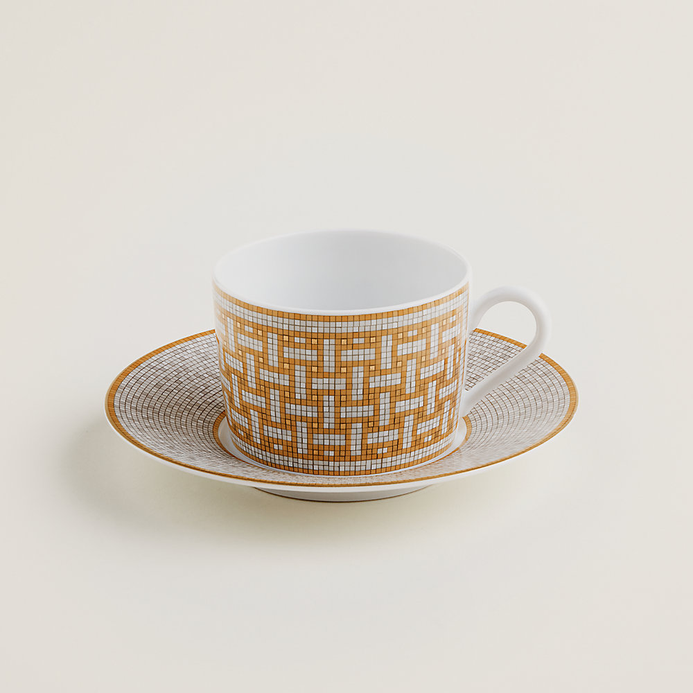 Mosaique au 24 gold tea cup and saucer