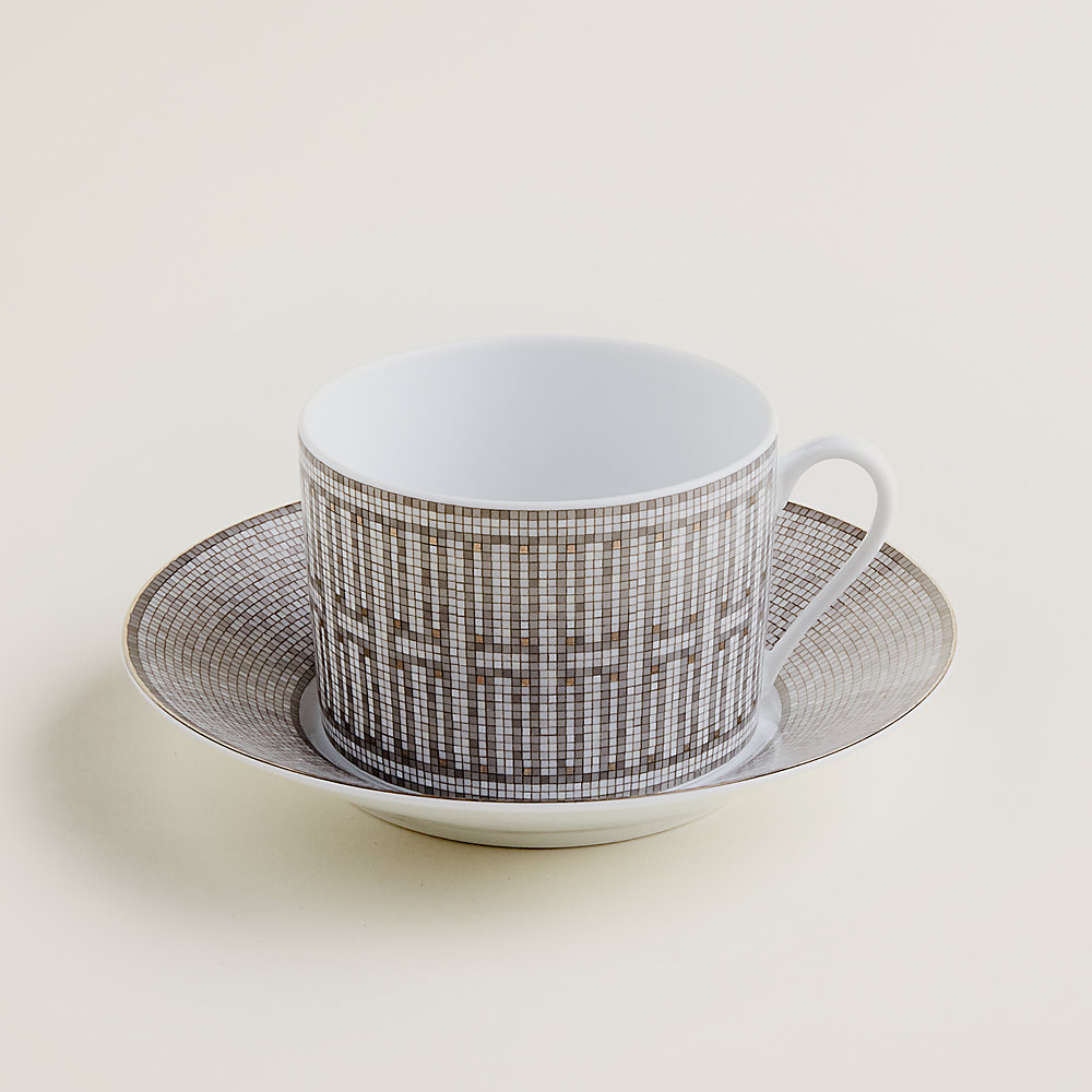 Hermes Classic Mosaique au 24 Platinum Tea cup & Saucer – MAISON de LUXE