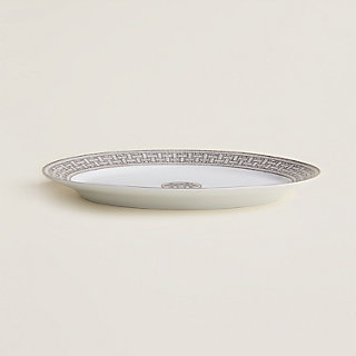 Mosaique au 24 platinum oval platter, large model | Hermès Finland