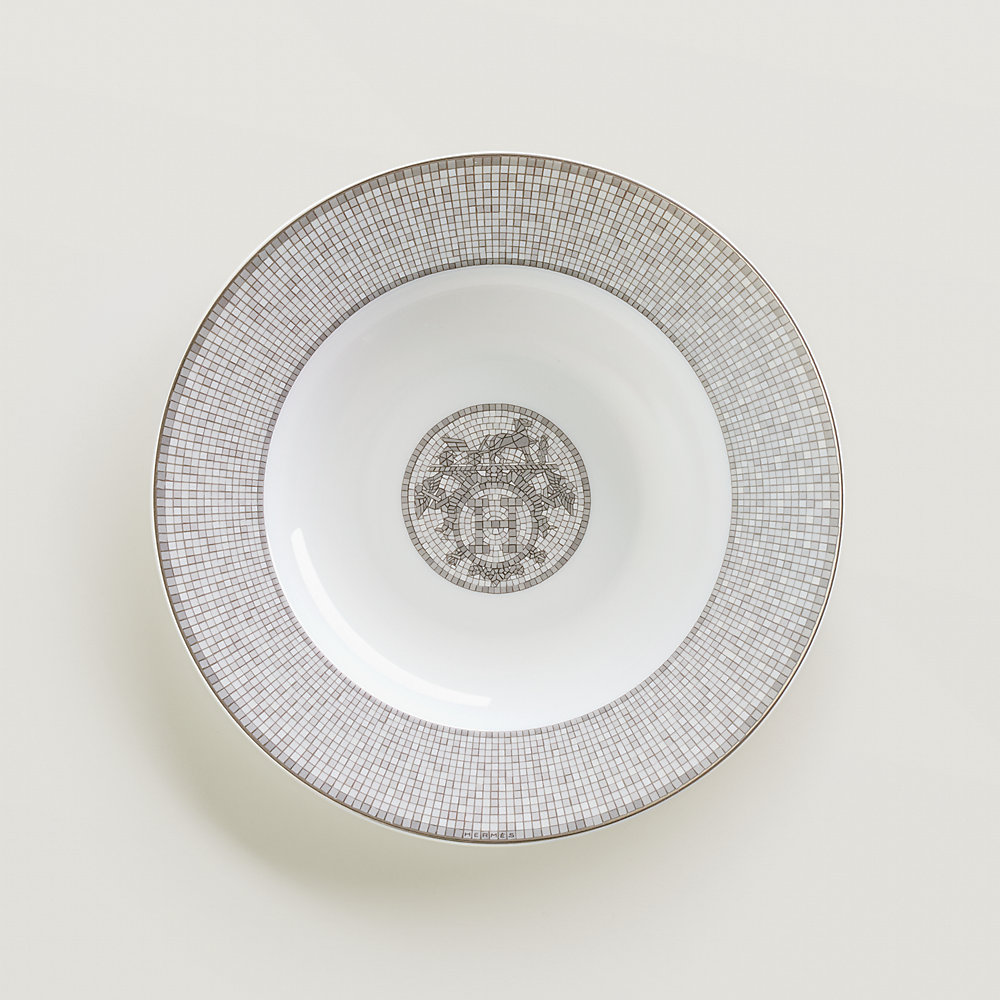 Mosaique au 24 platinum soup plate | Hermès Sweden