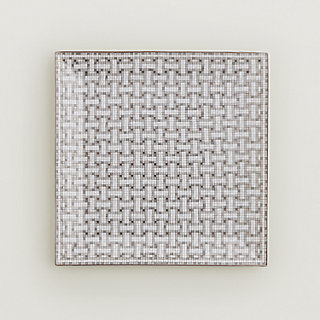 Mosaique au 24 platinum square plate n°4 | Hermès USA Mosaique au 24 platinum square plate n°4 | Hermès USA