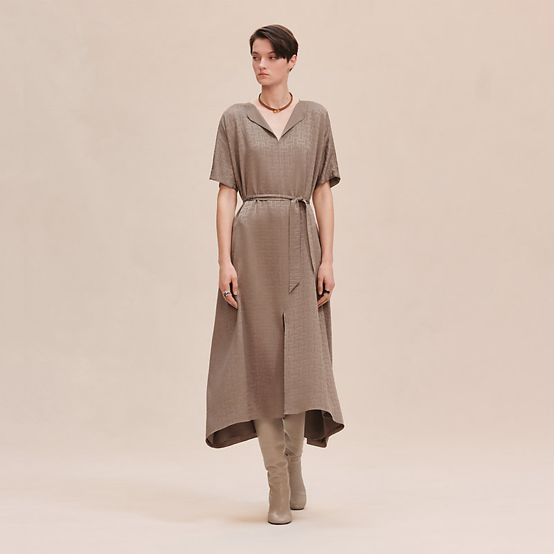 優雅さ際立つ HERMES Caftano con cintura Mosaique ワンピース mosaique-belted-caftan--