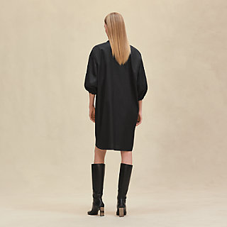 【美品】L'Or ロル Pleats Shirt Dress チャコール mosaique-shirt-dress--