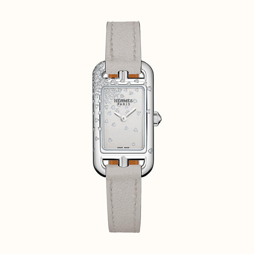 Small Nantucket 29mm Watch in Shiny Alligator Single Tour Strap with Sprinkled Diamond Bezel