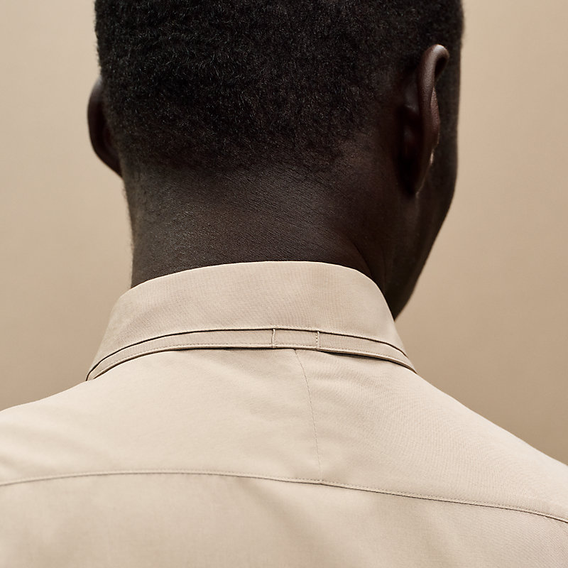 "Nervures H" straight cut silk shirt with Louis collar, View: , view 6 of 7